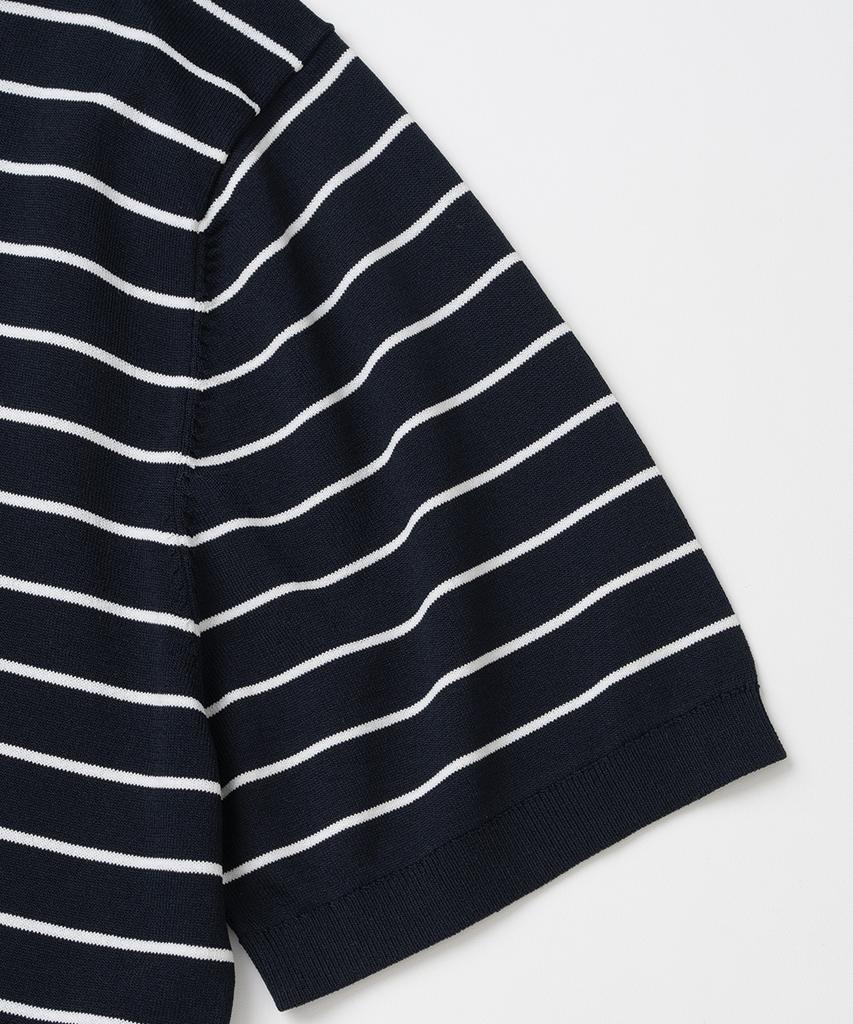 XOX Basic Cool Round Crop Short Sleeve Knit [Navy St]