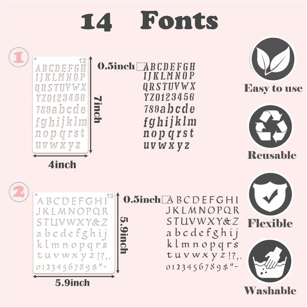 14 Art Journal Letter Stencil Templates for DIY Painting