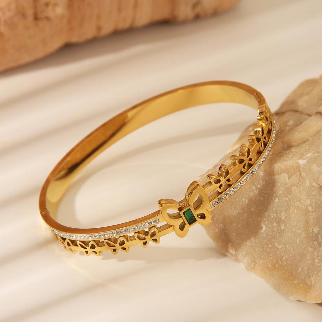 Gold-Plated Zircon Vintage Women's Bracelet - Light Luxury Fashion