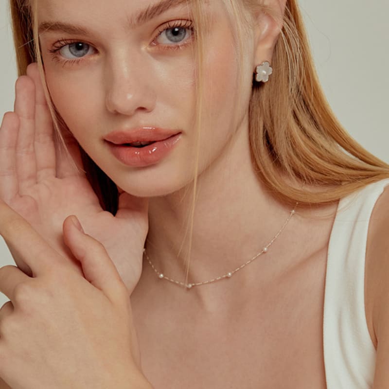 TATIANA (SILVER925) Pearl Ball Chain Necklace NZ2014