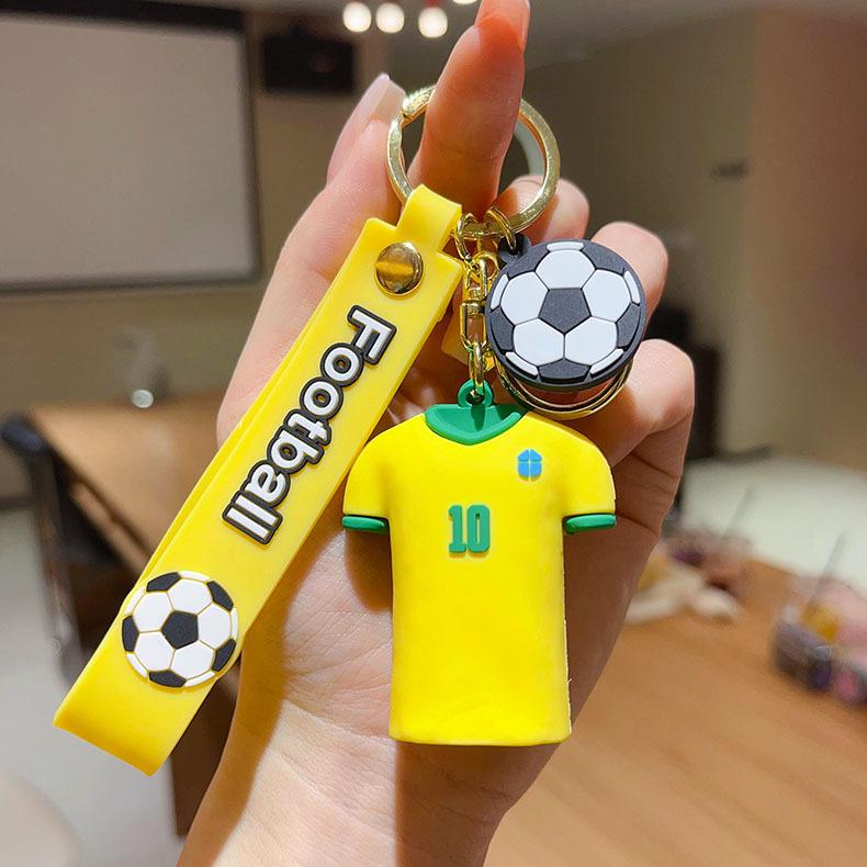 Cartoon Football Jersey Keychain: Cute Ronaldo, Messi, Mbappé, Neymar Car Bag Pendant, Non-Fading