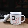 Ceramic Cup Imitation Enamel Cup Water Cup Ceramic Mug with Lid Gift Nostalgic Retro LOGO Production