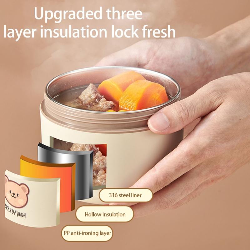 Durable Stainless Steel Thermal Food Container with Leak Proof Lid and Portable Handle for Office or School