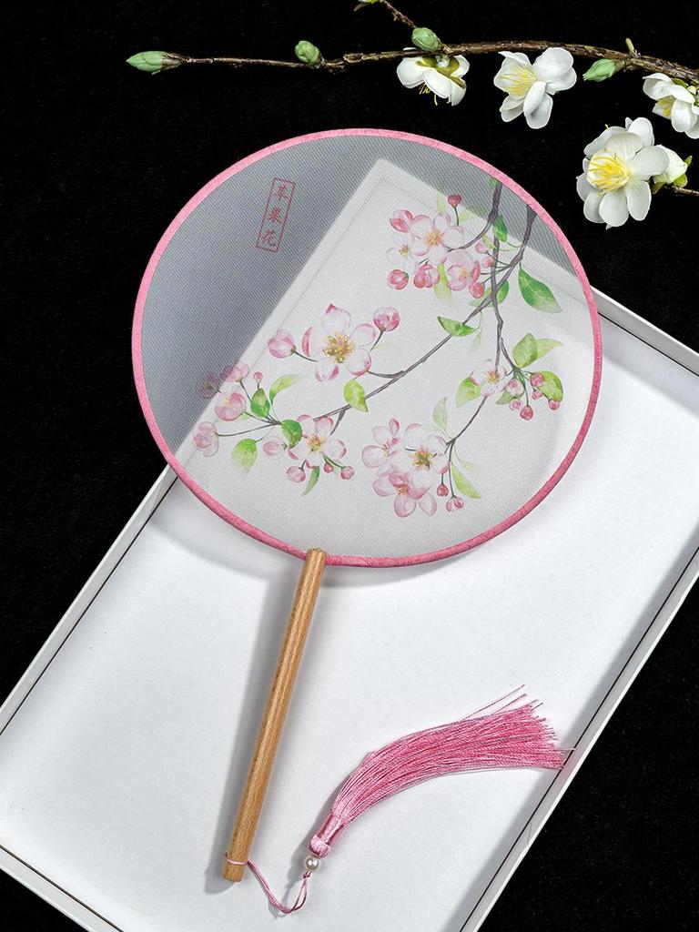 Translucent Ancient Style Round Dance Fan for Hanfu Costumes - Women's Classical Chinese Craft Fan