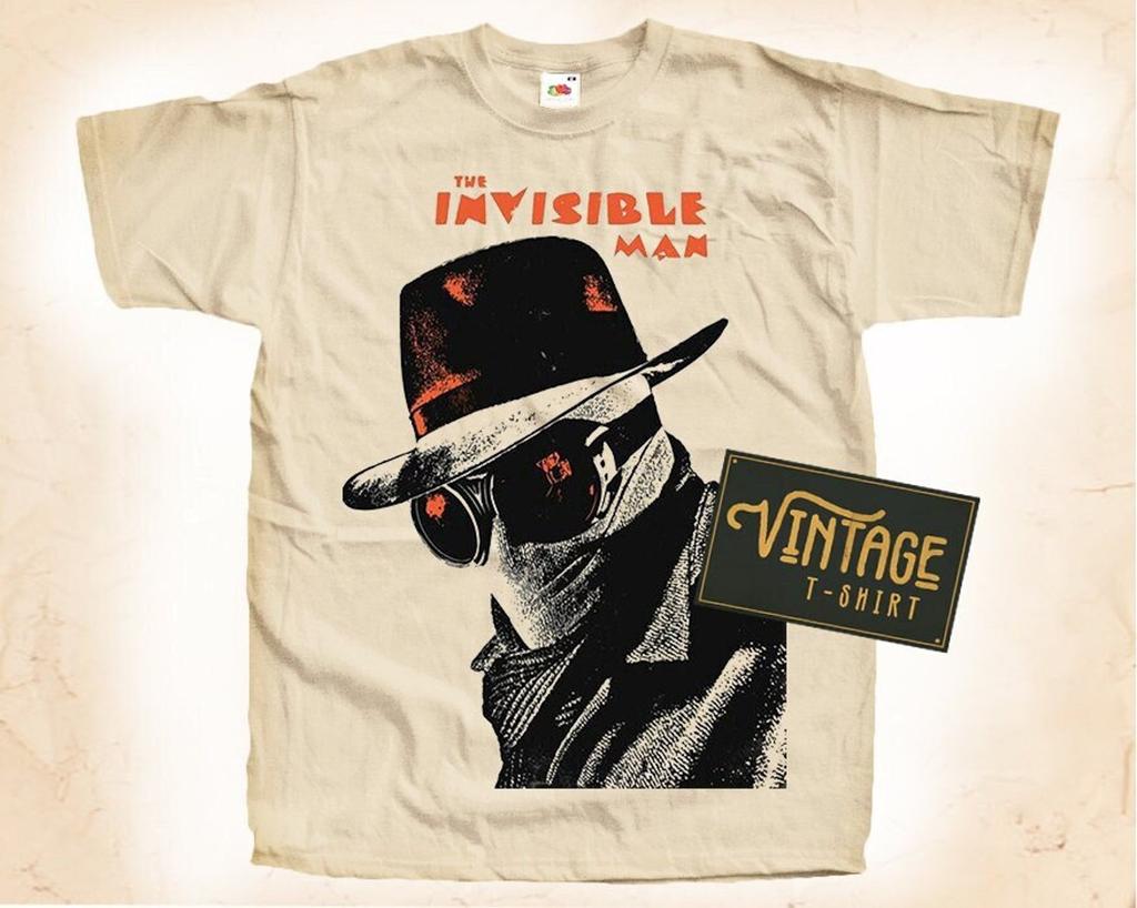 The Invisible Man V1 T-Shirt Vintage Natural Color Men's T-Shirt DTG Digital Print SIZES S M L XL 2XL 3XL 4XL 5XL