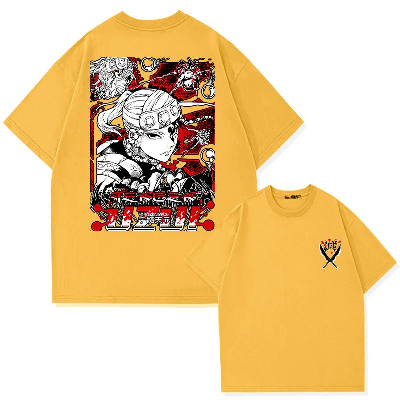Demon Slayer anime Uzui Tengen graphic print summer men's 100% cotton T-shirt casual breathable trend street men's clothing