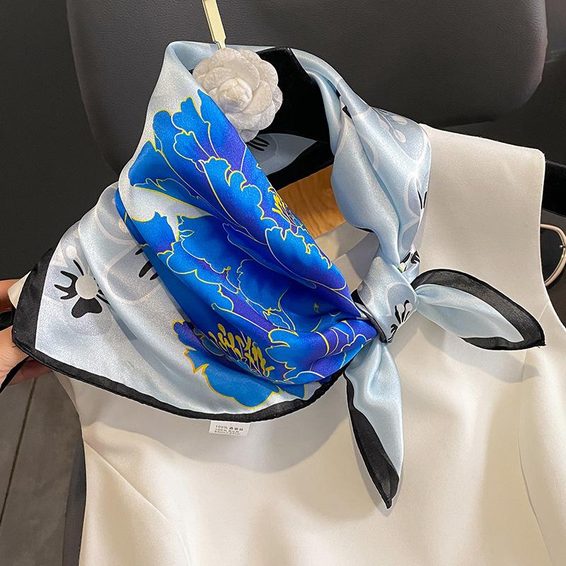 Real Silk Hair Scarf Fashion Lady Neck Foulard Female Bandana Spring Scarves For Women Hair Band Hijab Shawl Wraps
