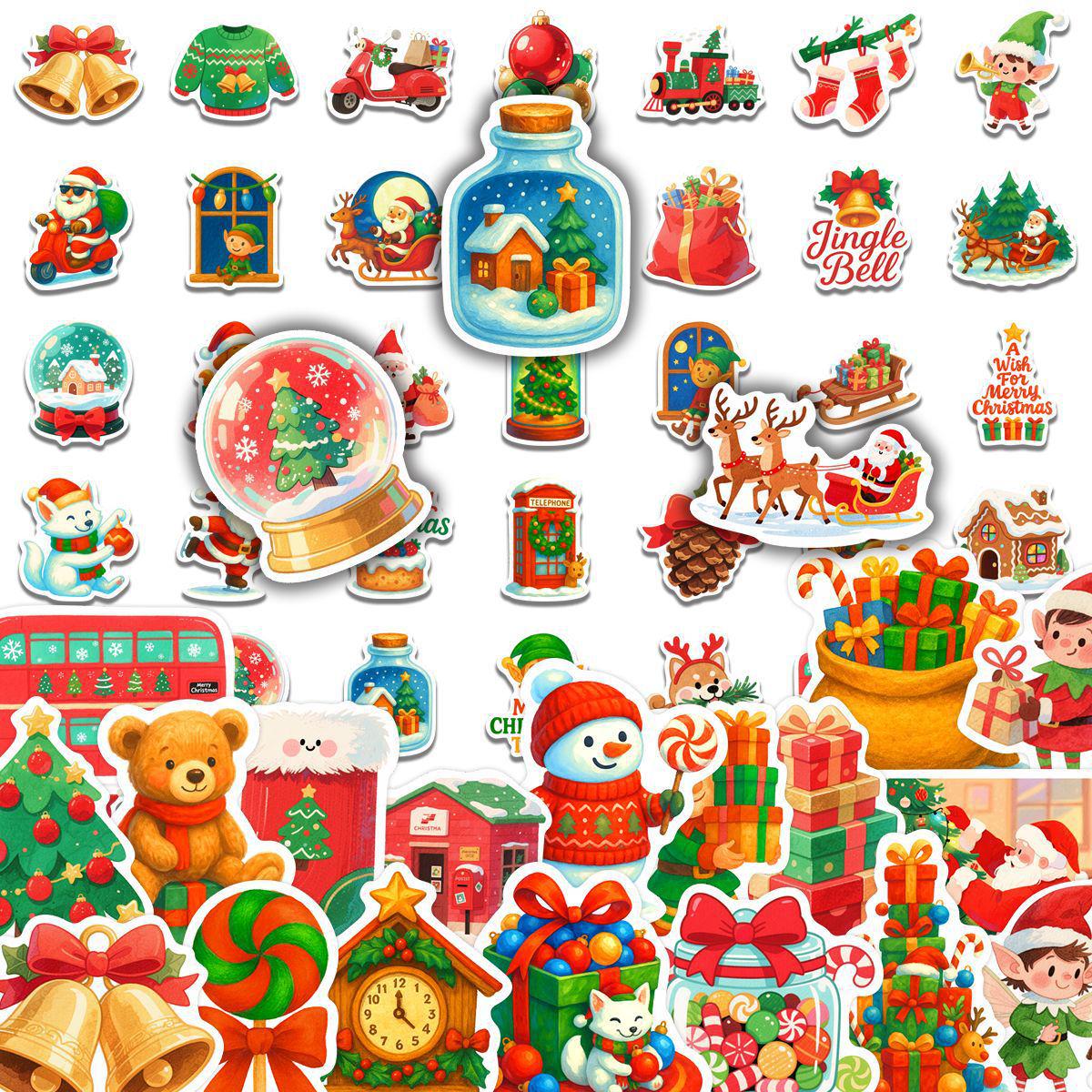 

50 Cute Christmas Waterproof Stickers: Festive Decorations for Phone Cases, Water Cups, and Desktops B160