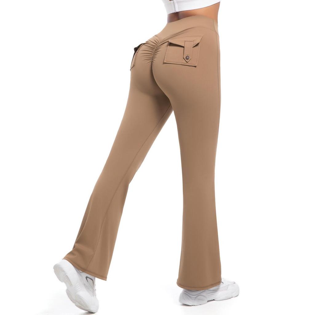 European-American High Waist Elastic Peach Butt Leggings - Quick-Dry Yoga, Running & Fitness Pants with Hip Lifting Button.