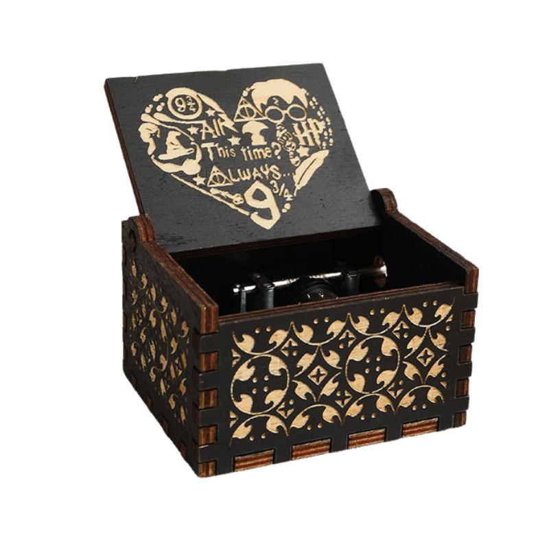 Vintage Harry Potter Hand-crank Music Box Exquisite Wooden Miniature Gift For Couples