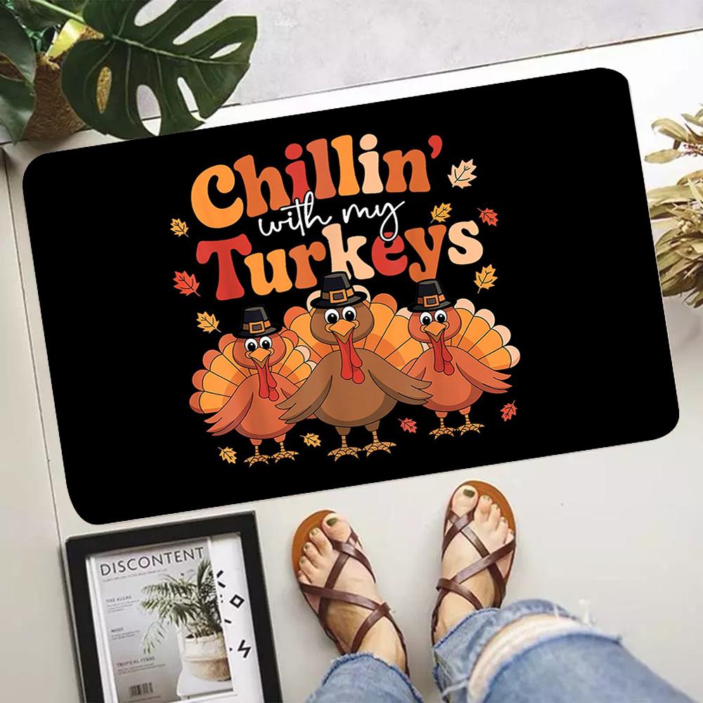 

Thanksgiving Print Door Mat with Enchanting Turkey Pattern Suitable for Soft in Bedrooms Living Rooms Garden Entrances Decor 30x50cm