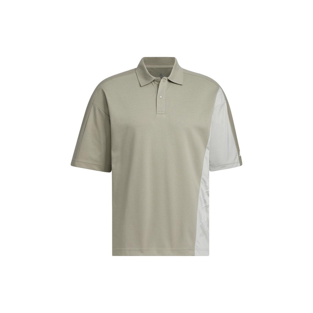 Adidas Tech Polo Shirt Letter Pattern Print Color Block Outdoor Quick Dry Sports Short Sleeve Polo Men Polo Shirts Pebble-Grey IC4420