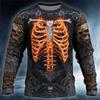 Halloween Cool Personality Skull 3d Print T-shirt Autumn Breathable Long Sleeve Tops Street Festival Party Casual Punk Clothes