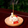 1Pc Cute Lucky Cat Zen Incense Burner Incense Insert Ornament Household Bamboo and Wood Tray Line Incense Plate Incense Holder Desktop Ornament