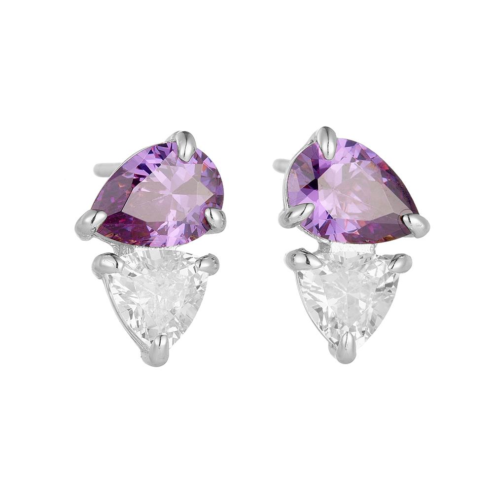 Fine Jewelry Sterling 925 Silver Jewelry Pear Cut Water Drop Zircon Stud Earrings Fine Jewelry for Women