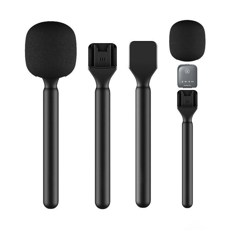 Universal Lavalier Street Reporter Microphone and Handheld Pole for Interviews