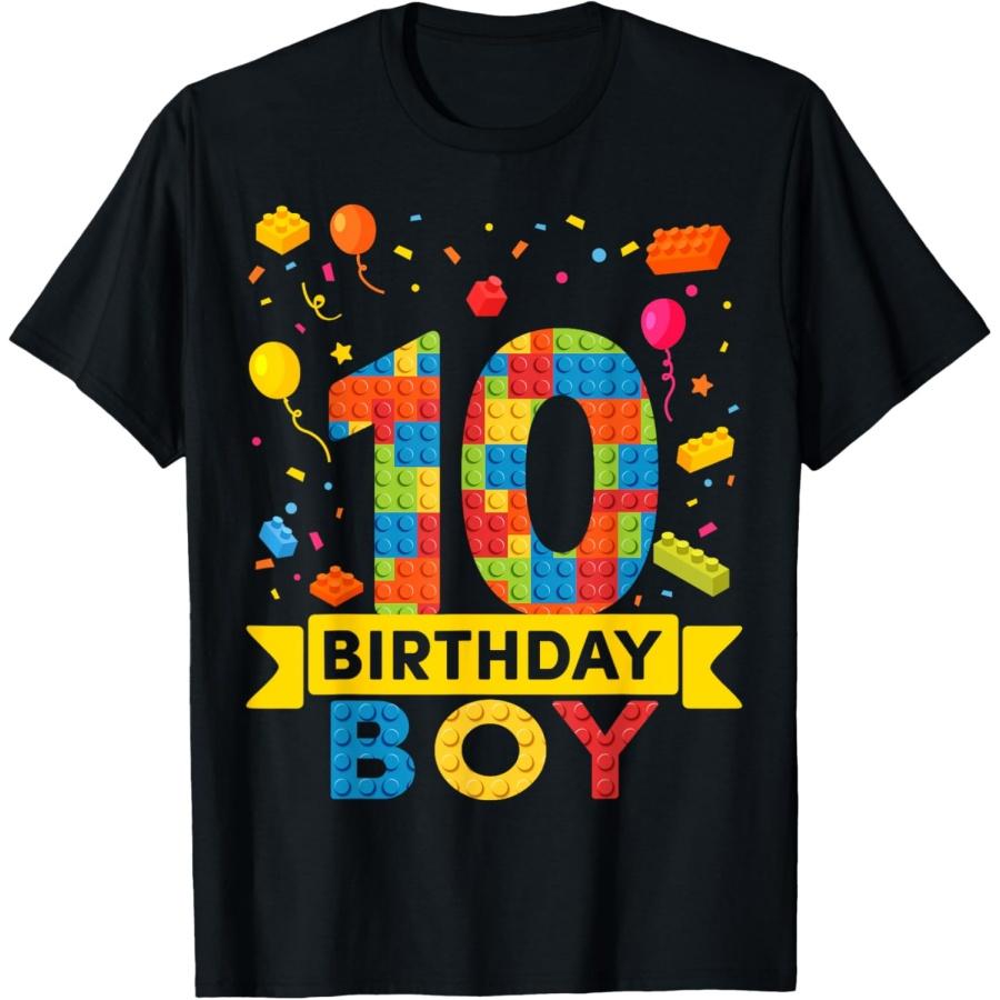 

10 Year Old Building Blocks 10th Birthday Boy T-Shirt XXXXXL чорний