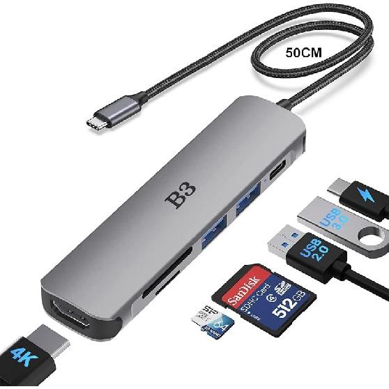 USB C Hub USB C To HDMI MultiPort Adapter for MacBook Pro, 7 In 1 Dongle with 4K HDMI/100W PD/USB 3.0 & 2.0/ SD/TF Card Reader Compatible for MacBook