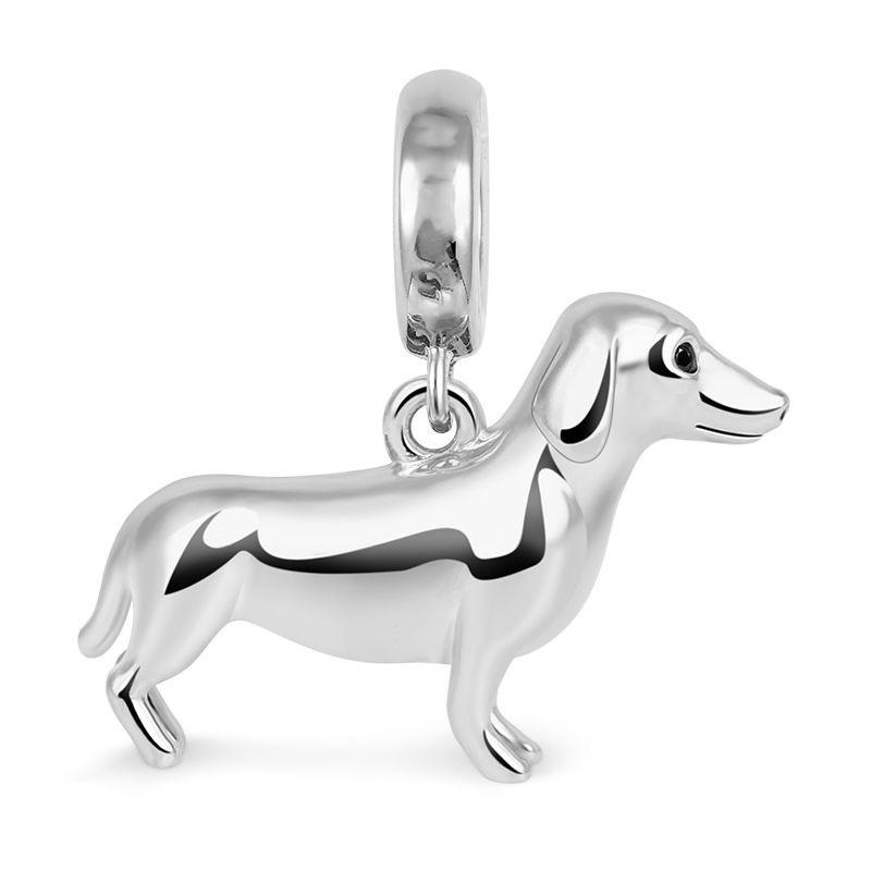 Plata de Ley 925 Chapada DIY Labrador Cachorro Perro Dachshund Colgante Abalorio para Pulsera Europea Fabricación de Joyería