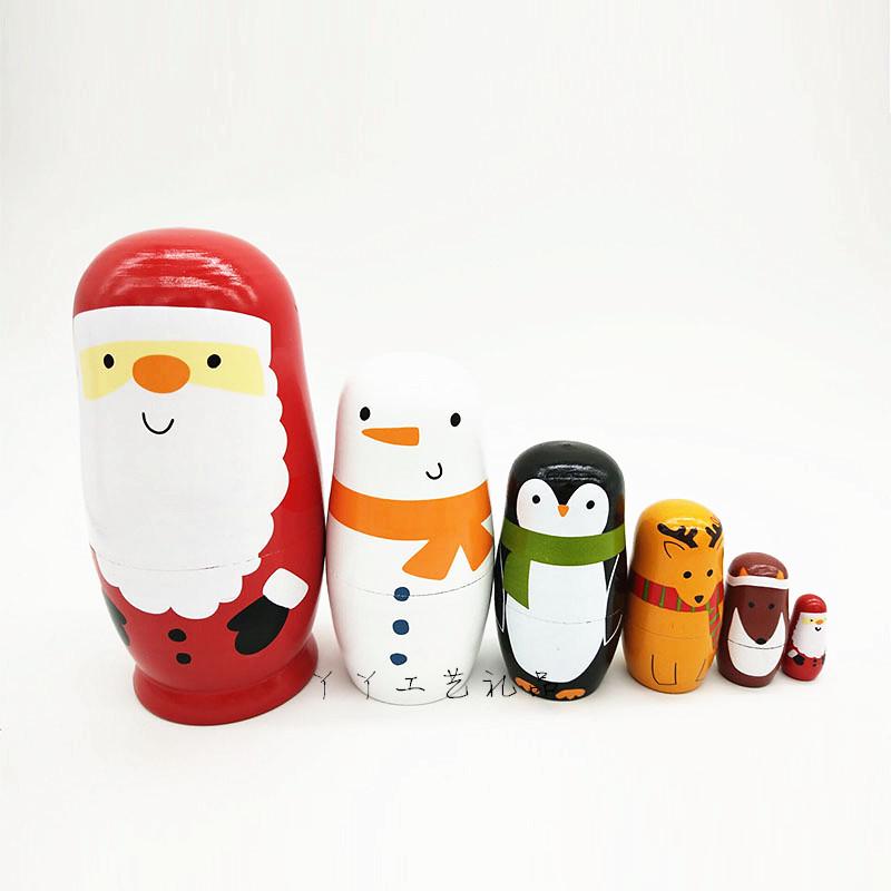 Santa Claus Matryoshka Doll: Six-Layer Wooden Educational Toy & Home Decor Gift