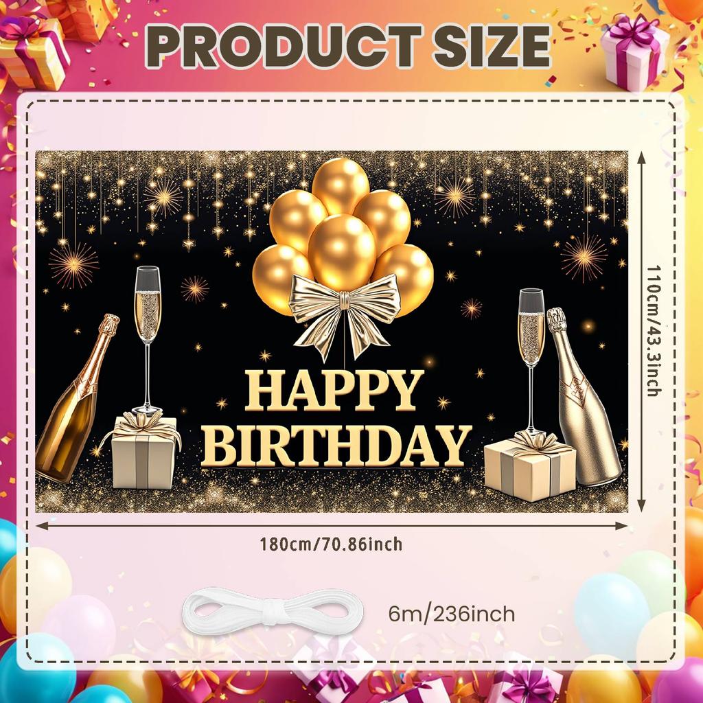 Birthday Event Display Luxurious Birthday Photo Background Display Golden Crown Birthday Party Banner For Private Party