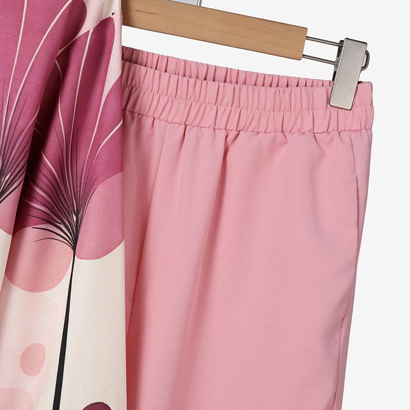 ZANZEA Bluză și pantaloni cu flori pentru femei Seturi de costume casual din două piese