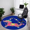1pc Colorful Horse Ornament Chair Carpet for Office, Round Polyester Mat, Indoor Decor for Office, Easycare Fabric, Washable Non-slip Area Carpet
