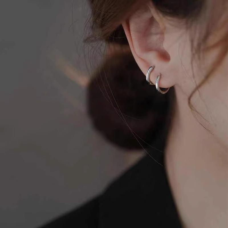 Pendientes de Aro Plateados de 8 mm 10 mm 12 mm para Mujer Moda Tendencia Regalo