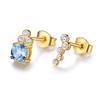 Umcho Natural Sky Blue Topaz Stud Earrings For Women Yellow 925 Sterling Silver Earrings Female Love Gift Fine Jewelry