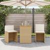VidaXL 3-piece Bistro Set with Beige Cushions Wicker, Garden Bistro Set, Balcony Set, 4003877