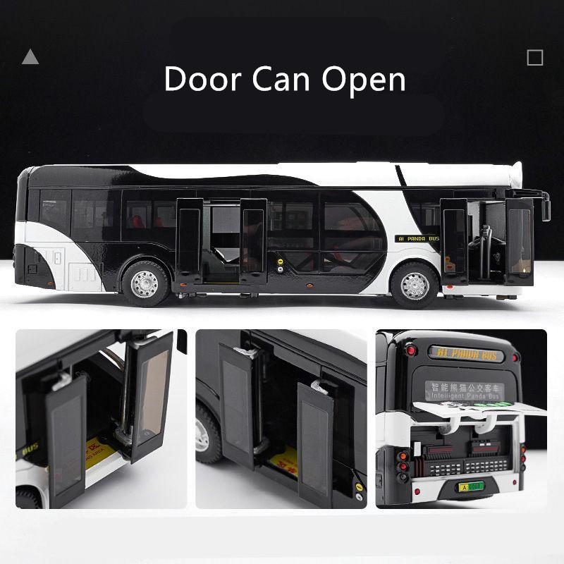 Großes Legierungs-Elektro-Touristen-Stadtverkehrs-Panda-Bus-Modell Metall Schönes Geschäftsbus-Modell Ton Licht Mädchenspielzeug Kindergeschenke