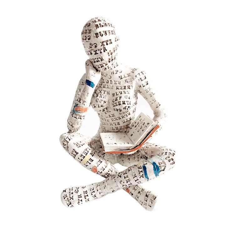 New Cross-Border Living Room Decor: Woman Reading Paper Pulp Resin Ornament