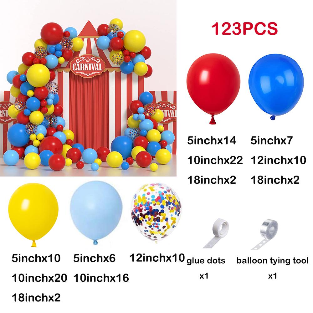 Red Green Blue Yellow Balloons Garland Arch Kit Latex Ballon Set Carnival Circus Toy Themed Party Birthday Decoration Air Globos