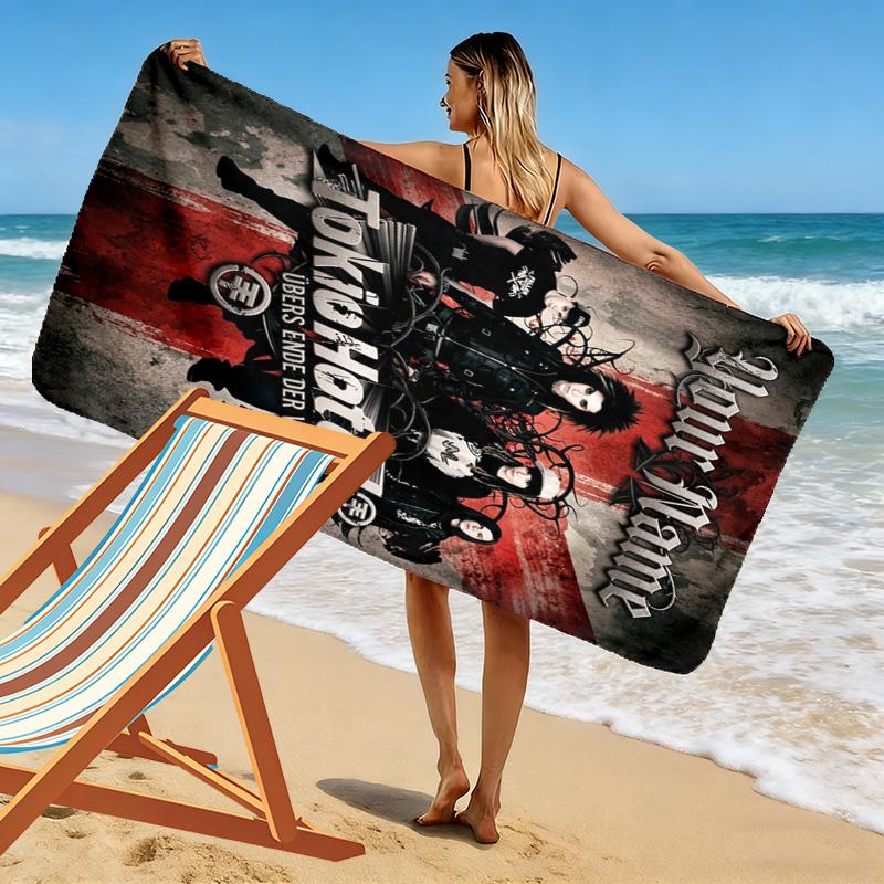 Name Custom TH Band Print Beach Towel, Large Soft Quick Dry Towel for Beach Camping Swimming