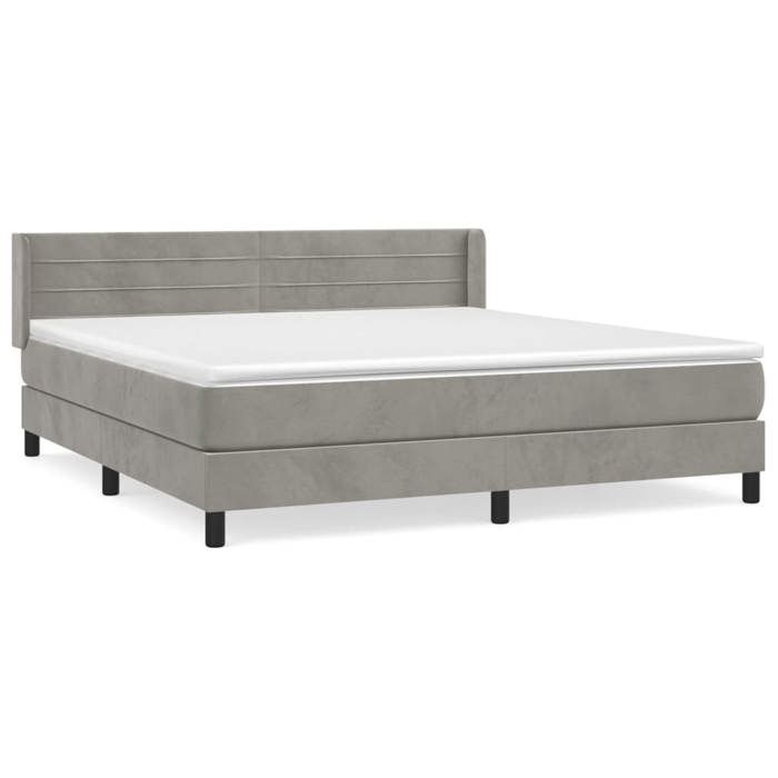 Maison Exclusive - Sommier à lattes de lit et matelas Gris clair 160x200cm Velours
