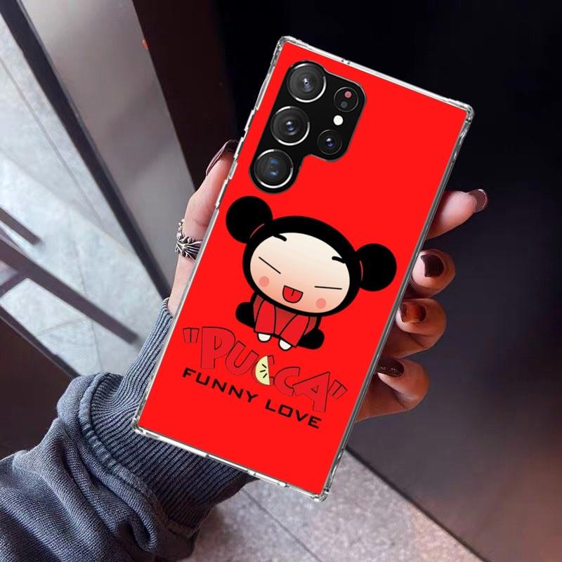 Cute Cartoon Pucca Garu Phone Case For Samsung Galaxy S23 S24 S25 Edge S26 Ultra S22 + S21 Plus S20 FE Cover Silicone Print Shel
