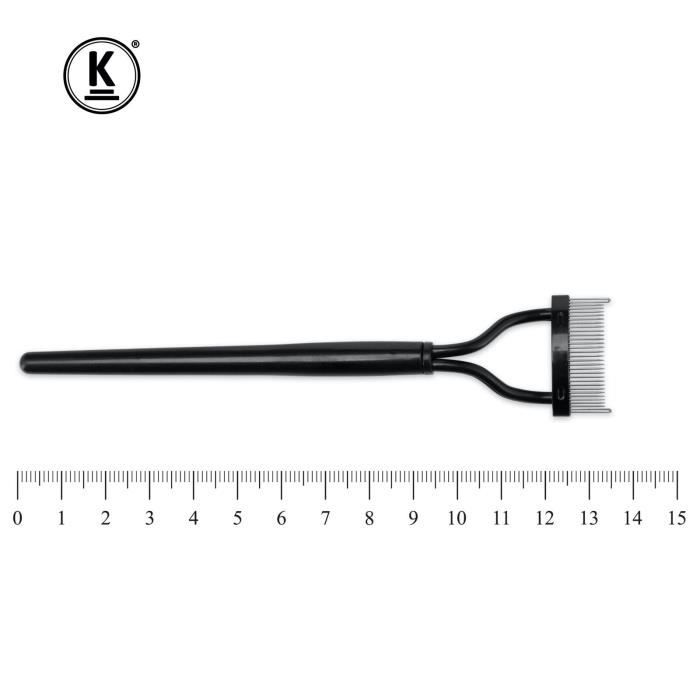 Peigne à Cils - K-PRO - Outil Séparateur - Dents en Acier Inoxydable - Courbé - Noir