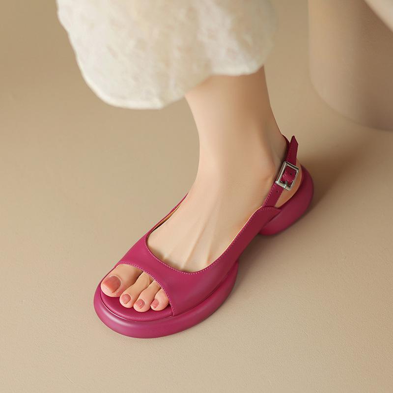

Huge good-looking~ 2025 summer casual versatile sandals women s open-toed fish-mouth shoes mid-heel comfortable and lightweight muffin platform shoes 40 розы красного