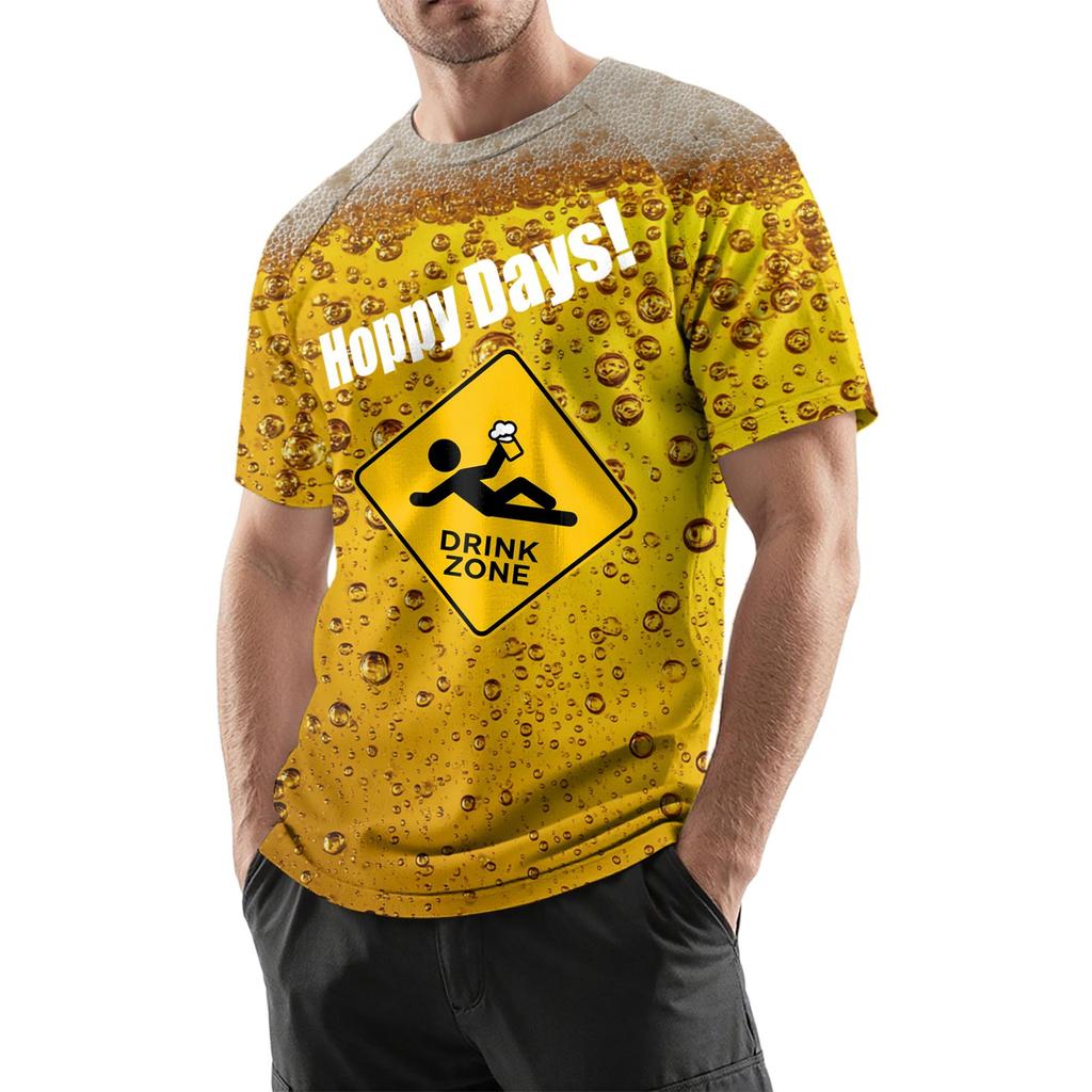 Pánské ležérní tričko s krátkým rukávem a potiskem s kulatým výstřihem