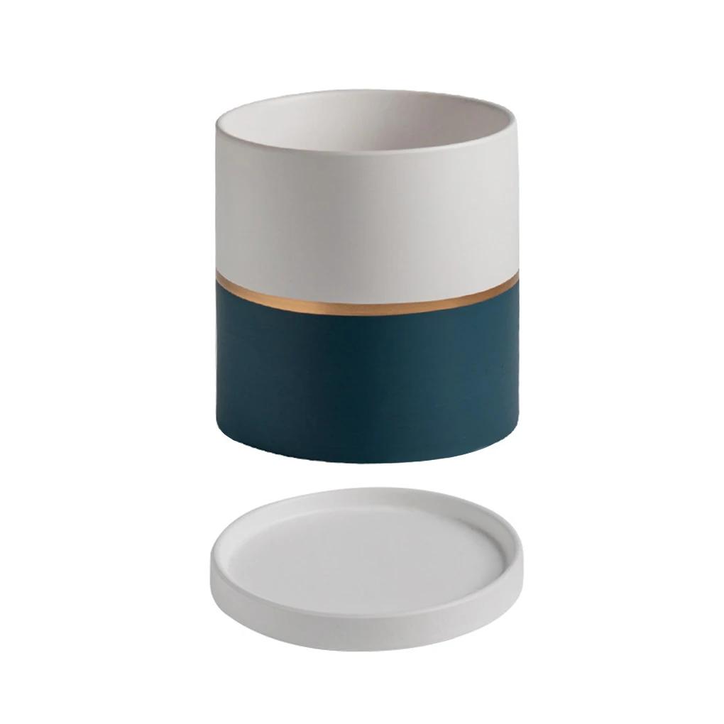 17/14/11cm Ceramic Flower Pots With Ceramic Tray for Indoor Succulent Plants Flower Cactus Office Home Garden Kitchen Decor Gift