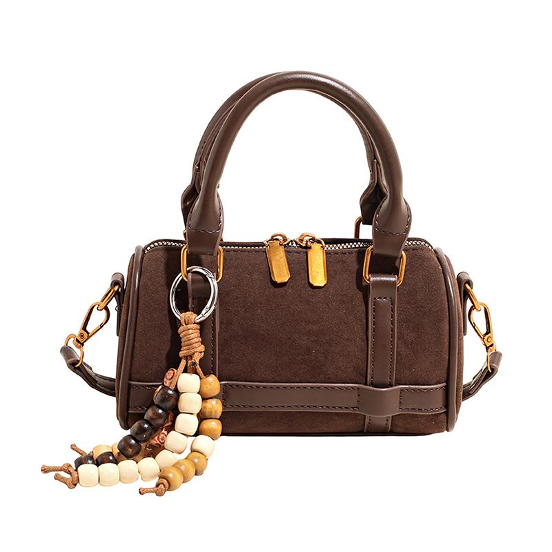 

2025 Fashion New High Quality Faux Suede Boston Shoulder & Crossbody Bags Popularity Retro Stylish Design Handbags for Women кавовий