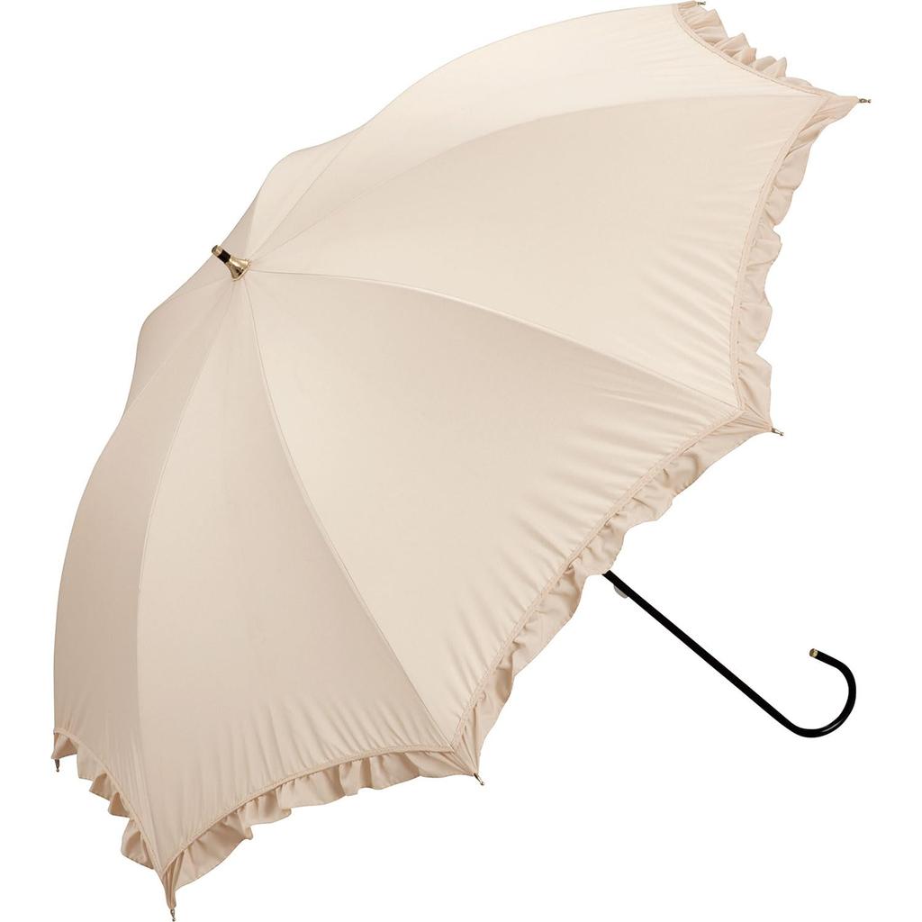 Long Blackout Classic Beige Blackout UV Cut for Both Sun and Rib Commuting To Work or Cute [2024] Wpc. Parasol, Umbrella, Ruffles, (100% Rate, 100%