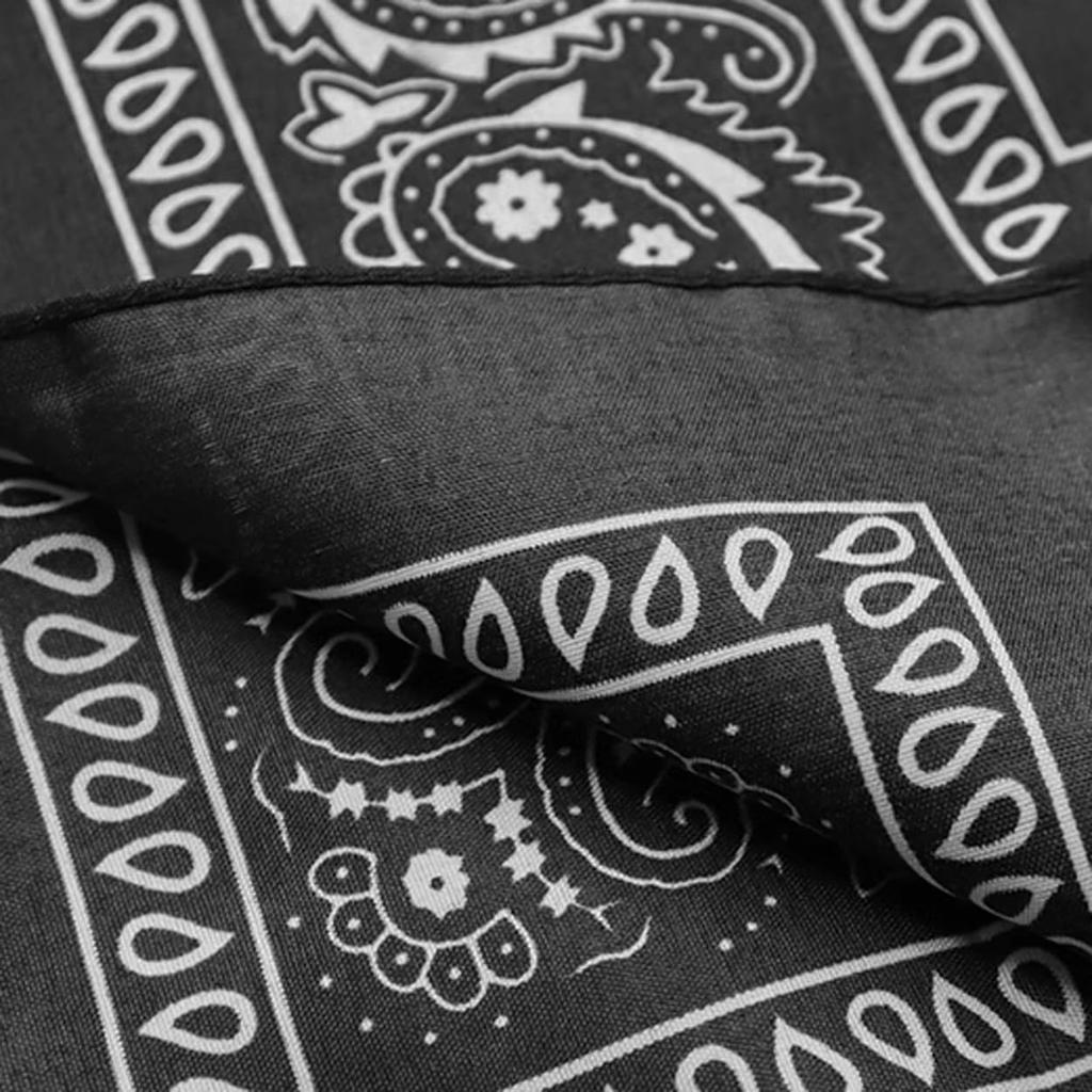 kakatrend Bandana 100% Cotton Men's Paisley Black Adults Stylish Handkerchief Cotton Bandana Unisex Durag 3-Piece Set black 55cm x 55cm