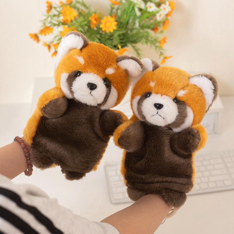 25 cm Peluche Carino Ailurus Fulgens Panda Rosso Giocattolo di Peluche Ripieno Coda Lunga Pupazzo Animale Cartone Animato Marionetta a Mano Peluche Interattivo Carino Regalo