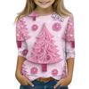 Children's 3/4 Sleeve Round Neck Top Christmas Tree Printed Everyday Casual Top
