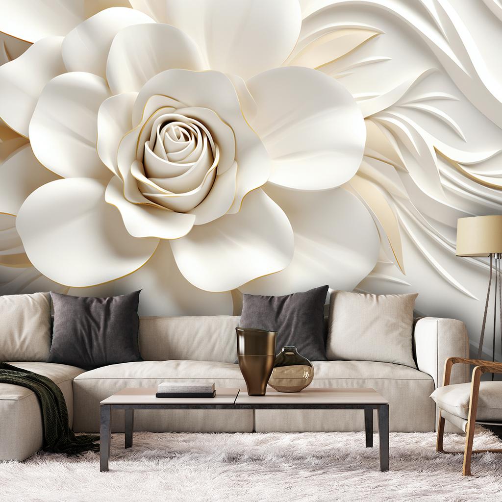 Wallpaper White Rose 3D