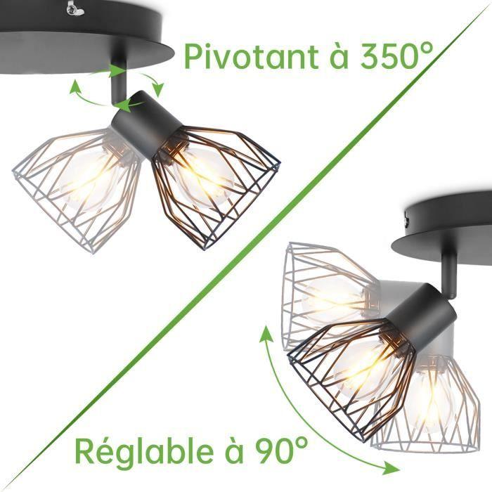Kimjo Plafonnier Spot De Plafond Avec 3 Spots Douille E14, Applique Rétro Pour Chambre Séjour Couloir Café, Max 40W, Sans Ampoules