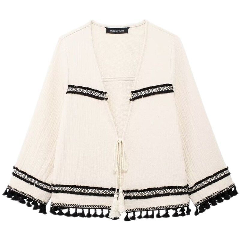 

Fashion Style 2024 Summer New Arrival Women s Clothing Stylish All-Matching Tassel Streamers Jacket Outwear 3046128 Figure Color L