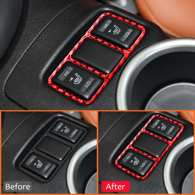 For Nissan 370Z Carbon Fiber Car Central Console Seat Heating Buttons Switch Panel Frame Decoration Sticker Auto Interior Parts