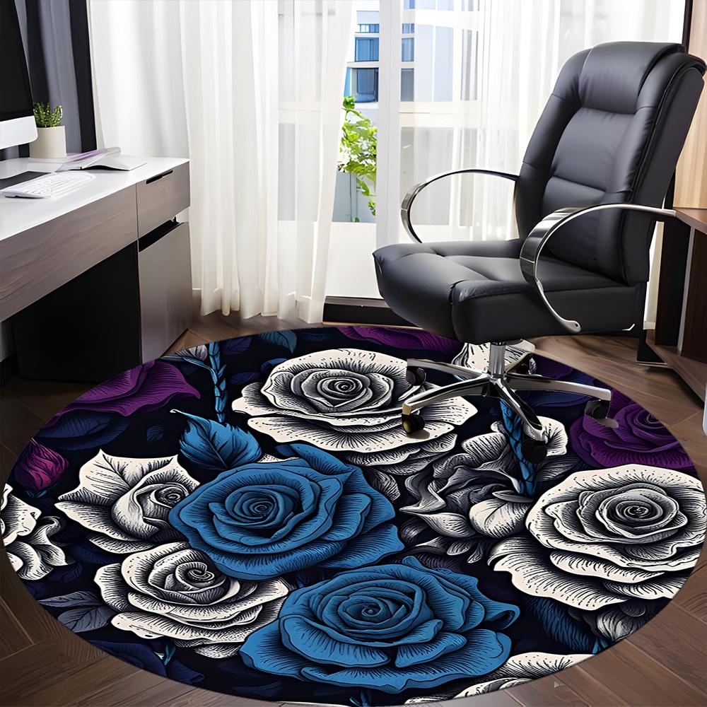 1pc Floral Bouquet Roses Office Round Area Rug, Indoor Mat Suitable ForOffice, Under Office Chairs Bedroom Living Room Home Decor, Room Deco,  N44
